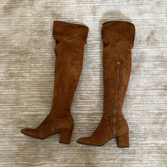 Barneys New York Brown Suede Over the Knee Boots Size 36.5 - Picture 9 of 11